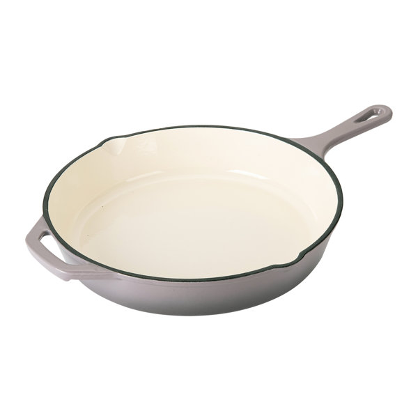 Hamilton Beach Enameled Cast Iron Fry Pan 12Inch Gray, Cream Enamel